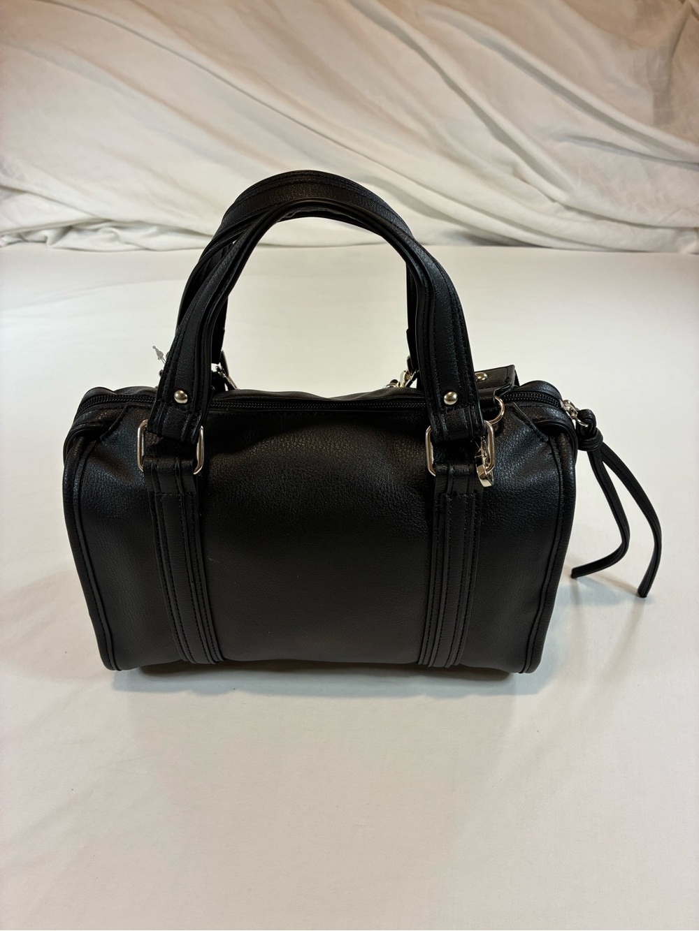 Madden Girl Black Faux-Leather Crossbody Satchel with Chain & Tassels - Picture 6 of 12